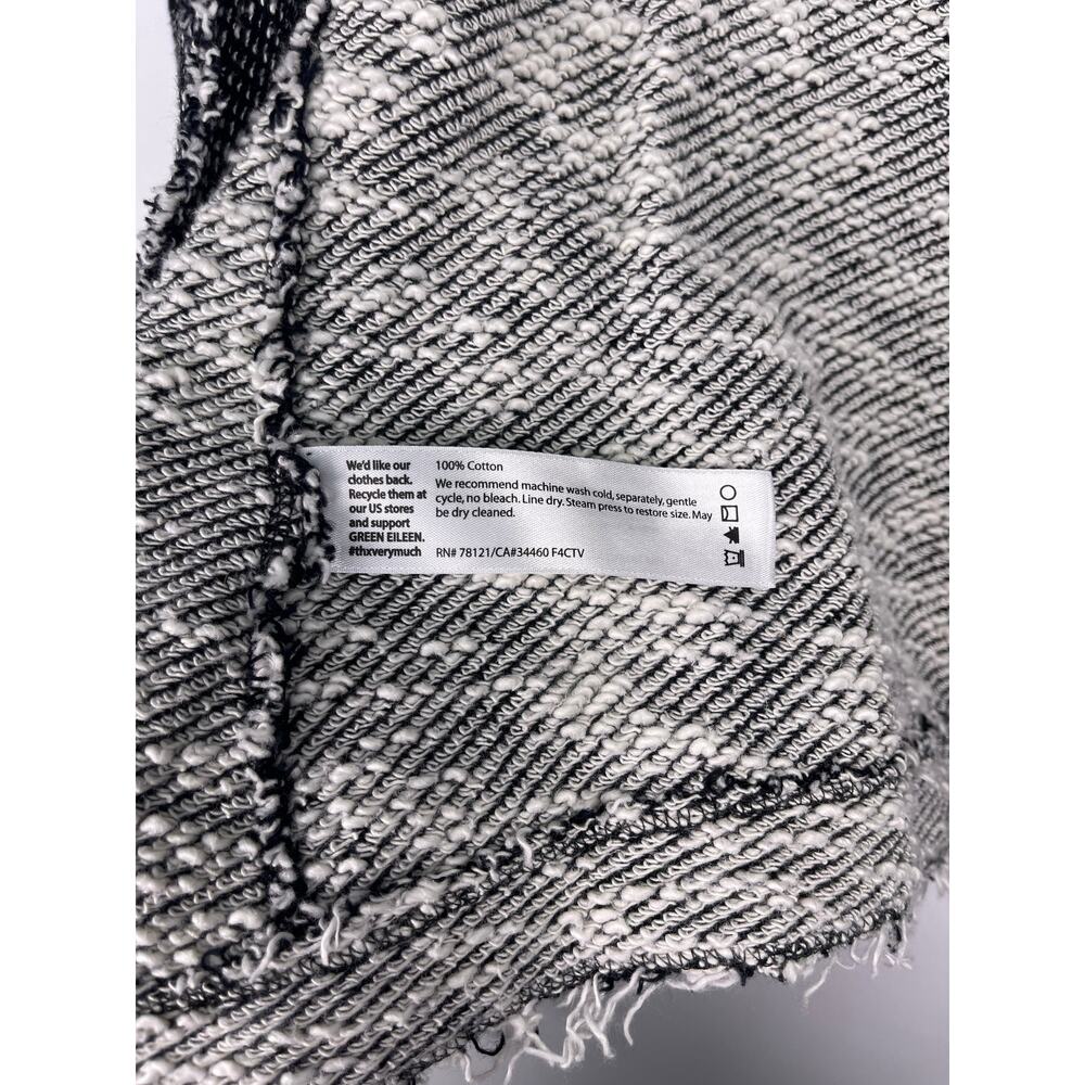 Eileen Fisher Black White Textured Fringe Tweed Blazer Cardigan Size S Petite - Picture 7 of 11